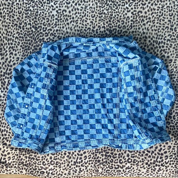 SHEIN (Size S) Blue Denim Checkered Jacket - Picture 2 of 6